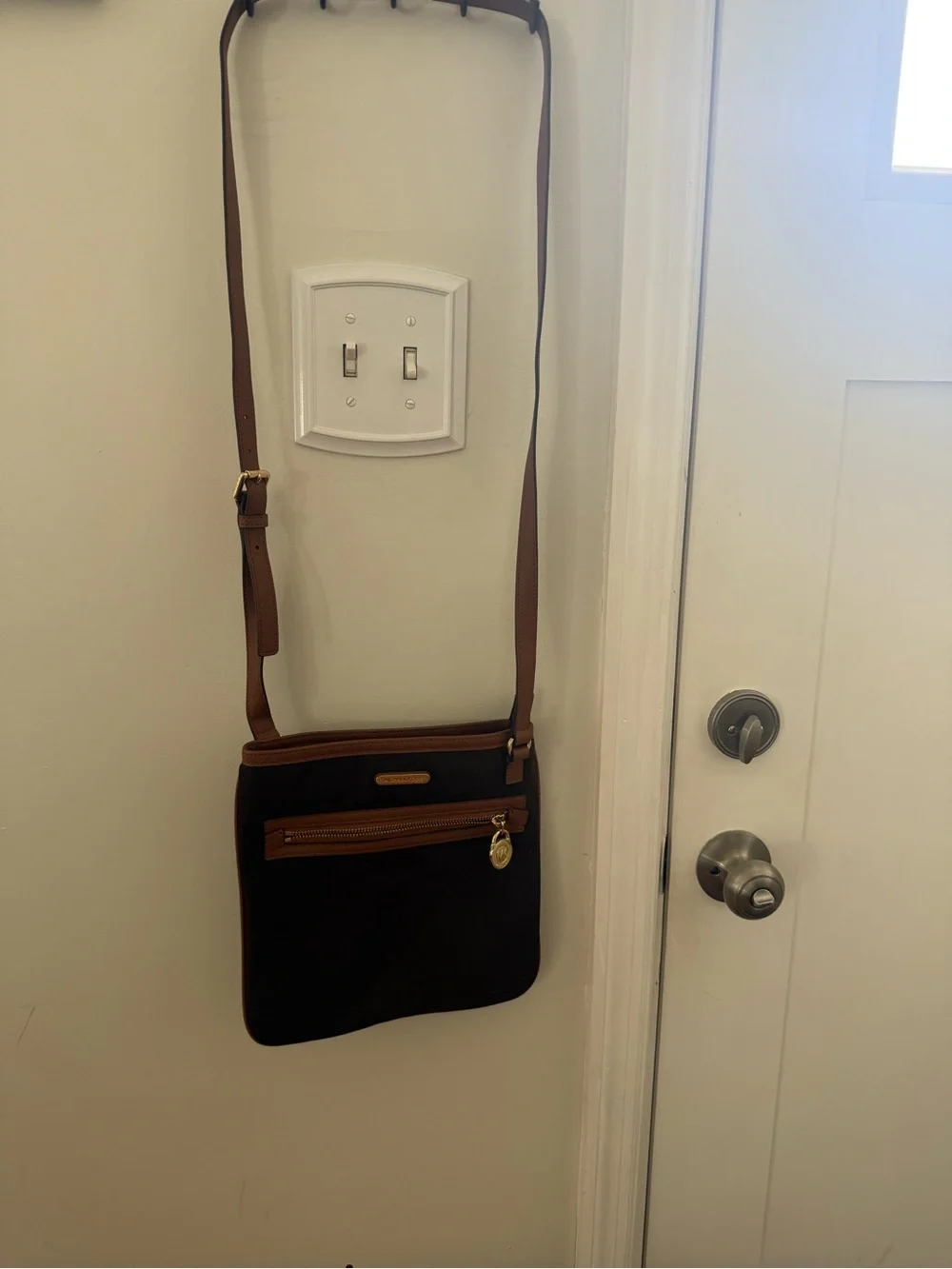 Michael Kors Black Crossbody with Brown Trim